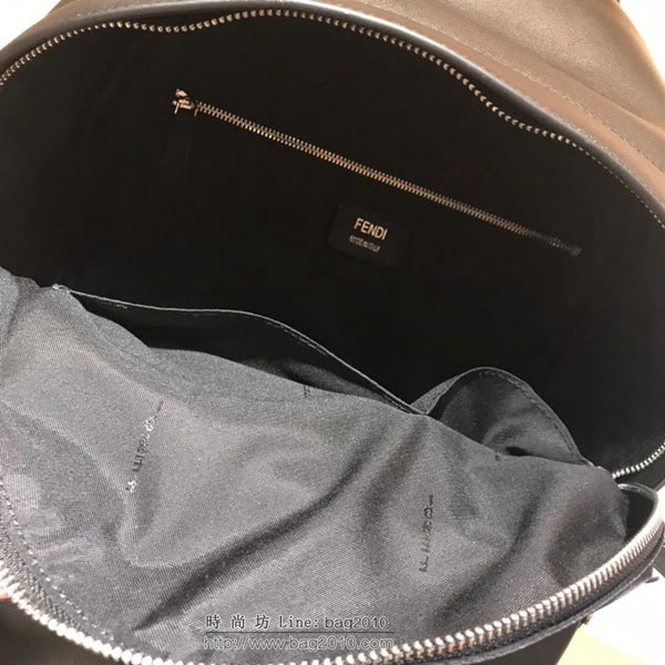 FENDI男包 新款FENDI 黑色牛皮配防水布 時尚小惡魔怪眼 雙肩背包  fdz2019